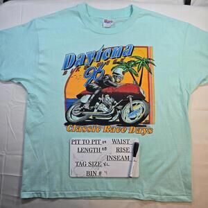 Vintage Daytona Bike GP Shirt Mens XL Mint Green Motorcycle Classic 1996 AHRMA